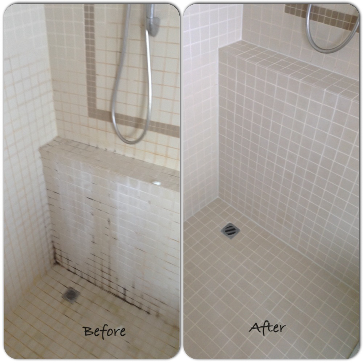 shower tile cleaning before and after