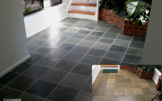 Slate cleaning and grout restoration outdoor area