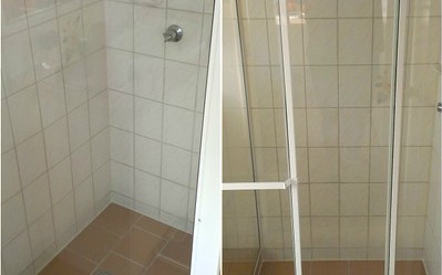 Shower glass screen after our Glass Restoration work