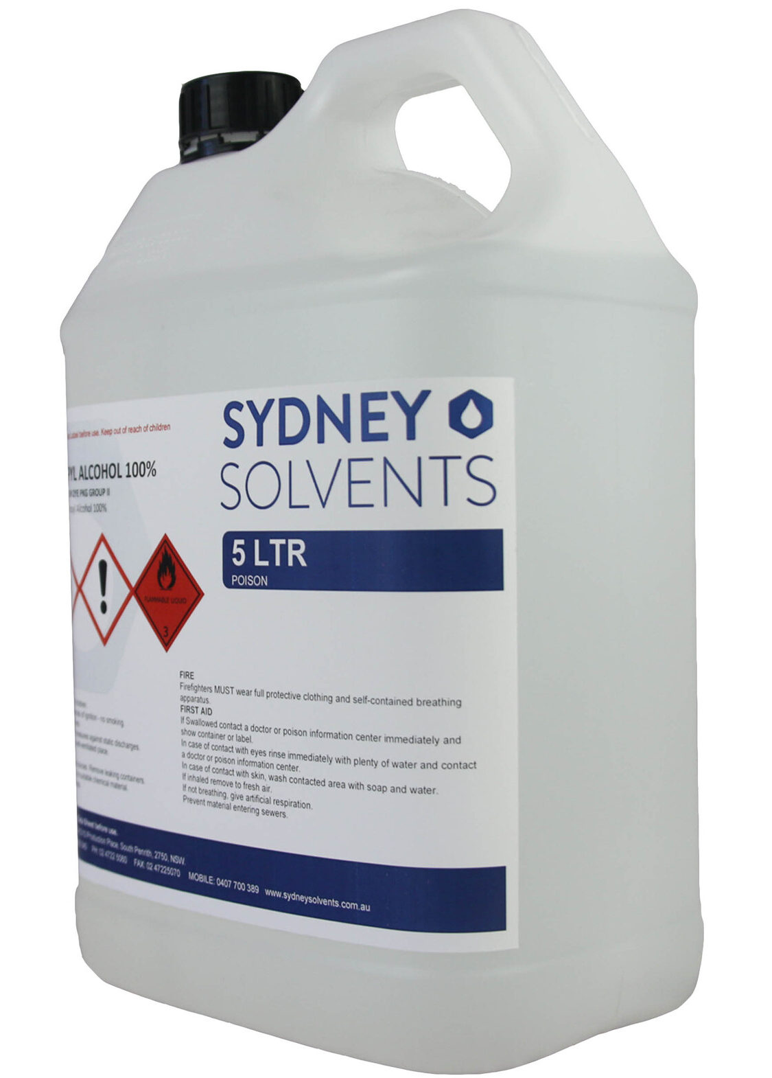 Sydney Solvents Isopropyl Alcohol 100% - 5Lt Jerry Can